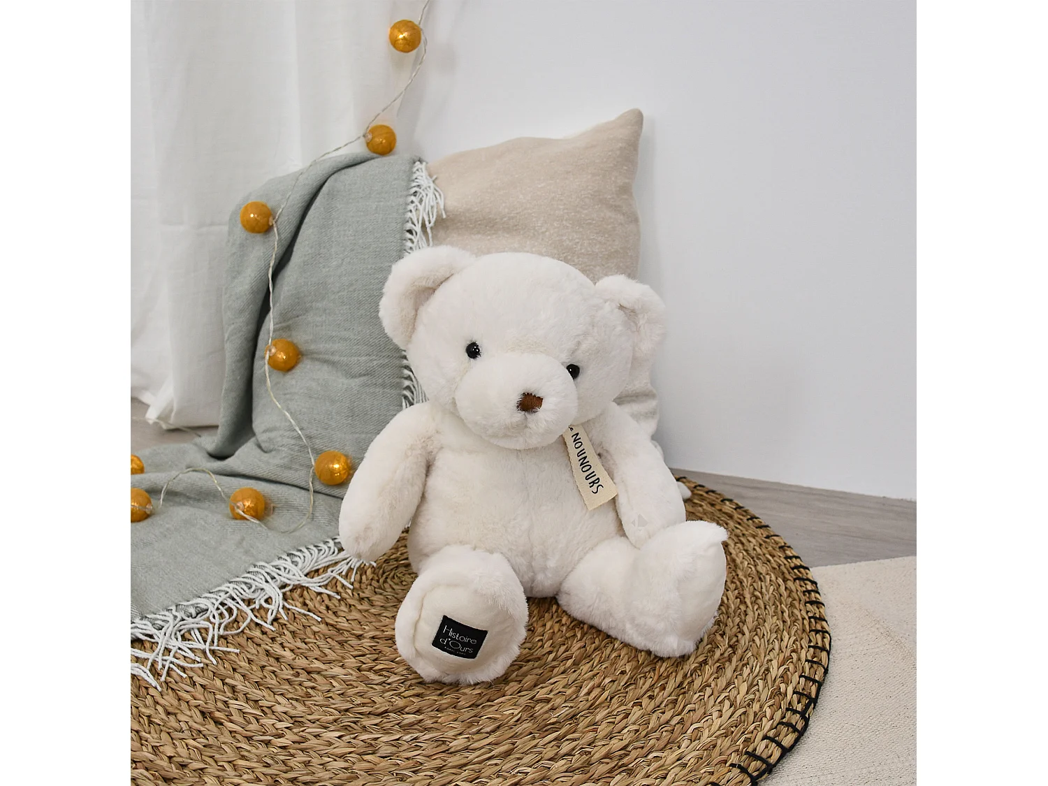 Peluche ours 28 cm en 100% polyester collection LE NOUNOURS blanc
