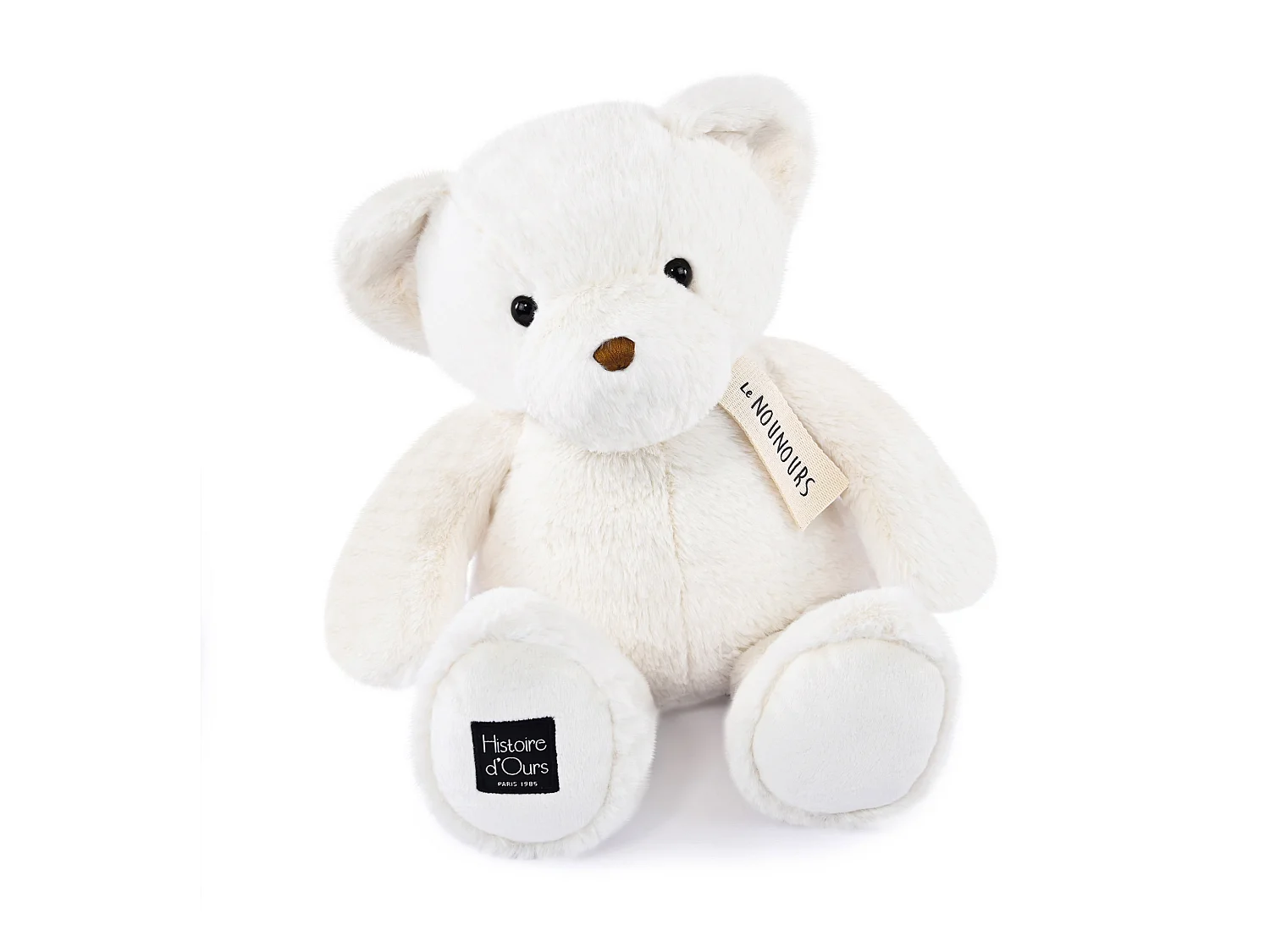 Peluche ours 28 cm en 100% polyester collection LE NOUNOURS blanc