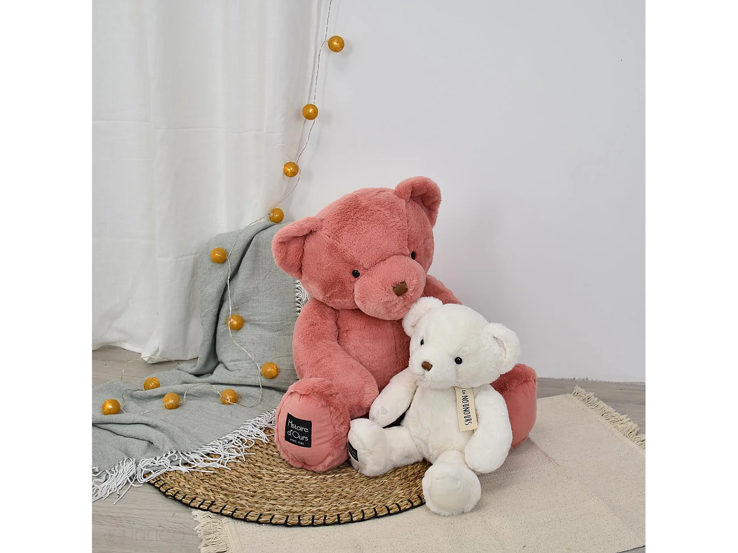 Peluche ours 28 cm en 100% polyester collection LE NOUNOURS blanc