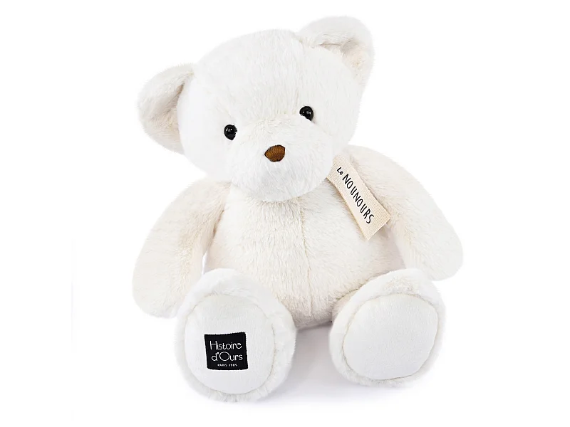 Peluche ours 28 cm en 100% polyester collection LE NOUNOURS blanc