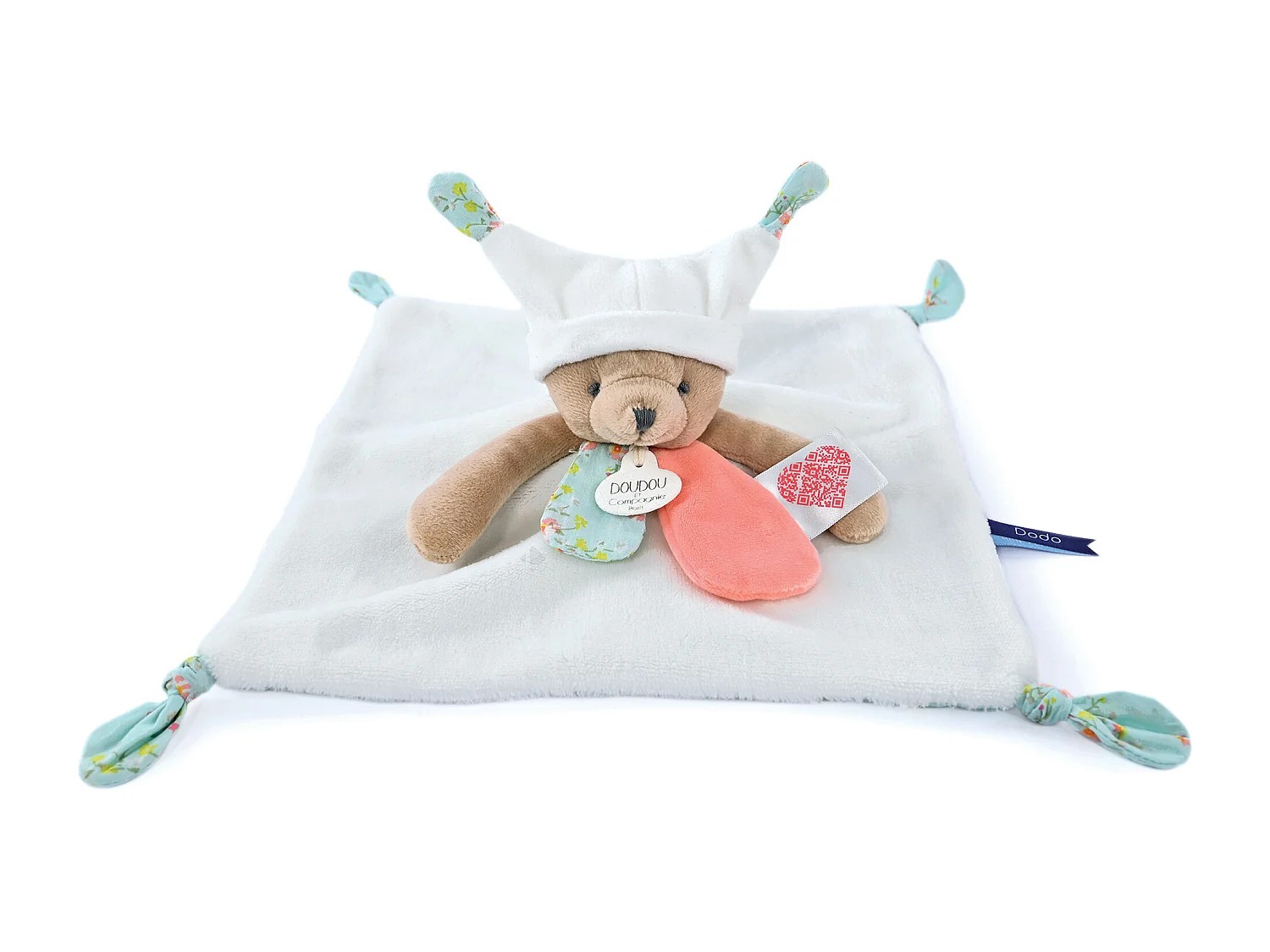 Doudou histoire 25 cm polyester collection LES PETITS FUTÉS ours blanc