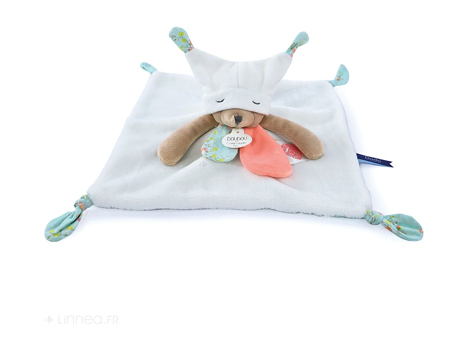 Doudou histoire 25 cm polyester collection LES PETITS FUTÉS ours blanc