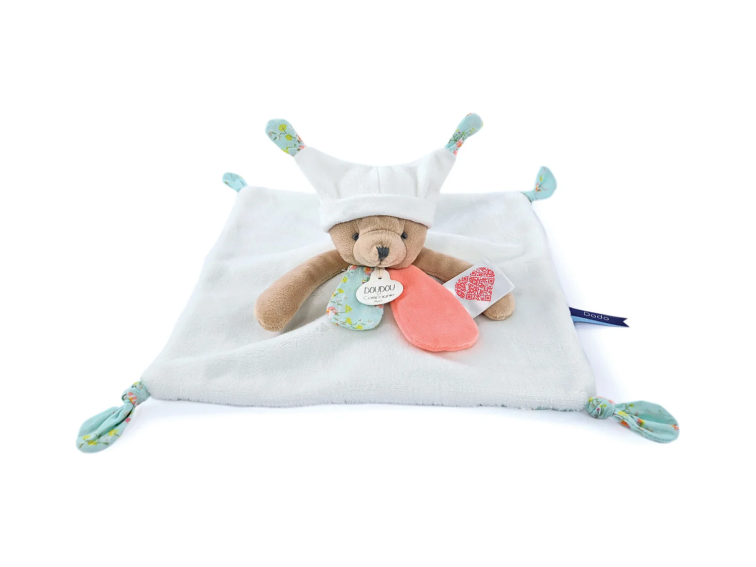 Doudou histoire 25 cm polyester collection LES PETITS FUTÉS ours blanc
