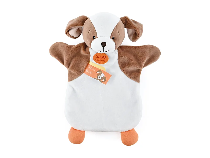 Doudou marionnette 25 cm polyester LES MARIONNETTES chien blanc