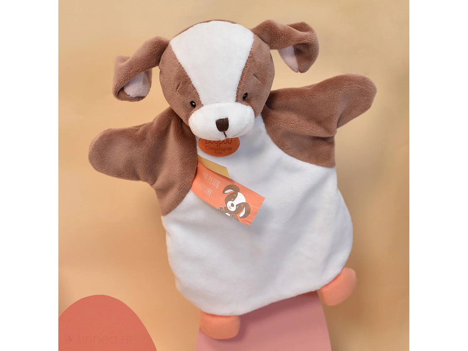 Doudou marionnette 25 cm polyester LES MARIONNETTES chien blanc