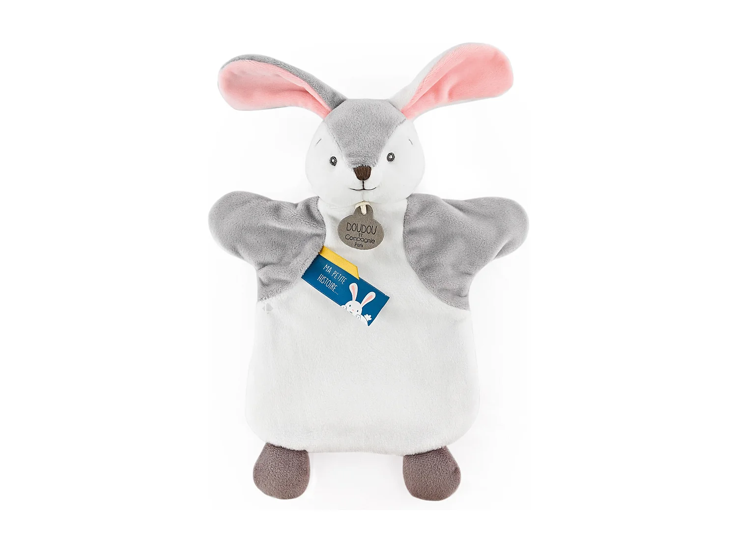 Doudou marionnette 25 cm polyester LES MARIONNETTES lapin blanc