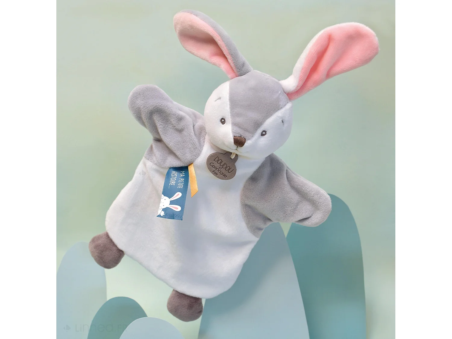 Doudou marionnette 25 cm polyester LES MARIONNETTES lapin blanc