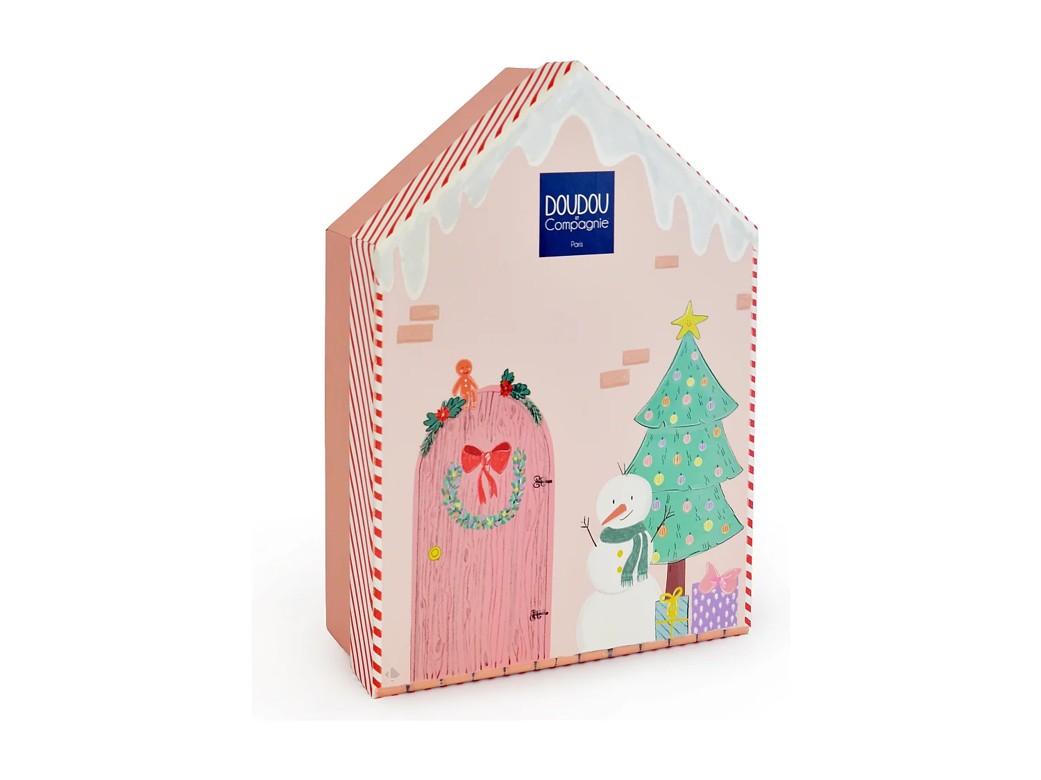 Doudou ours 27 cm collection DOUDOU FARCEUR Cannelle rouge et vert