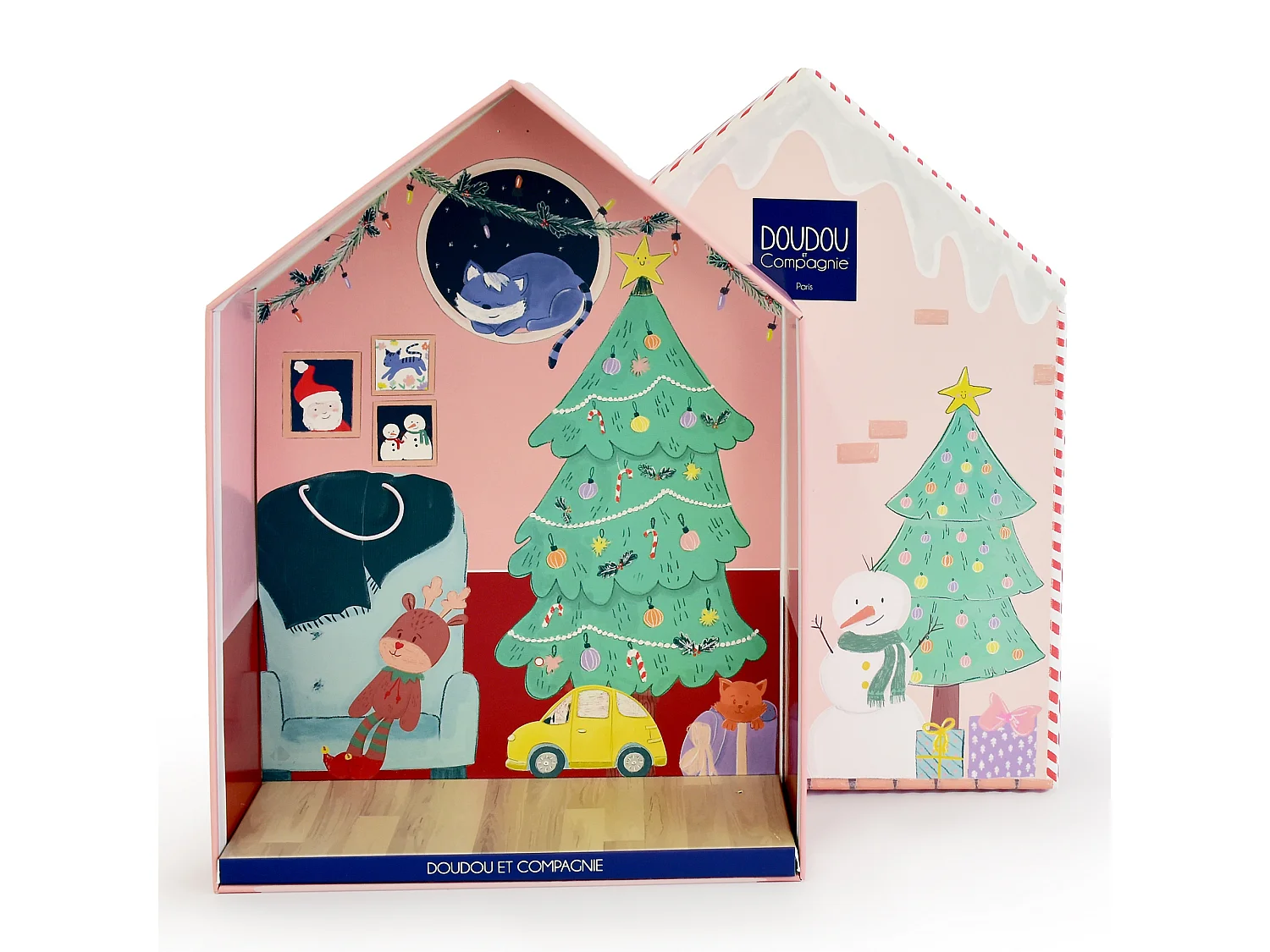 Doudou ours 27 cm collection DOUDOU FARCEUR Cannelle rouge et vert