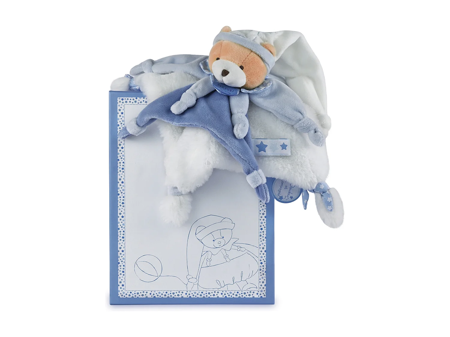 Doudou 27 cm en 100% polyester collection PETIT CHOU ours bleu