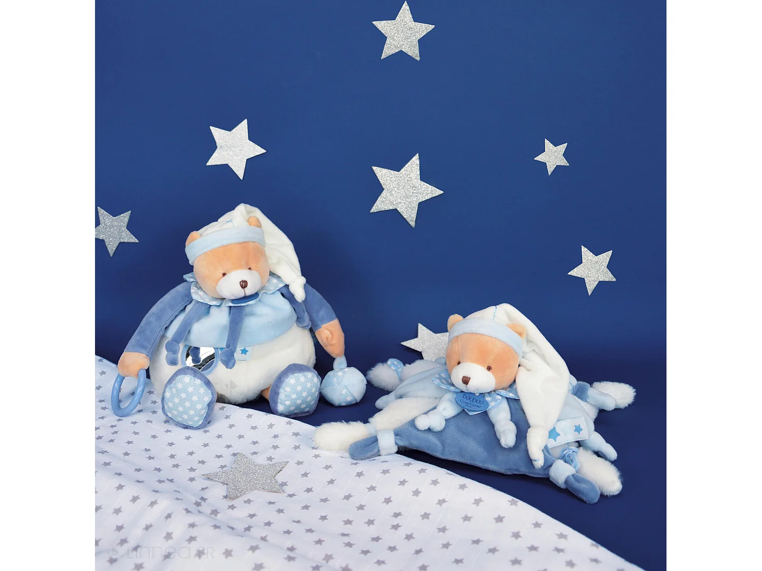 Doudou 27 cm en 100% polyester collection PETIT CHOU ours bleu