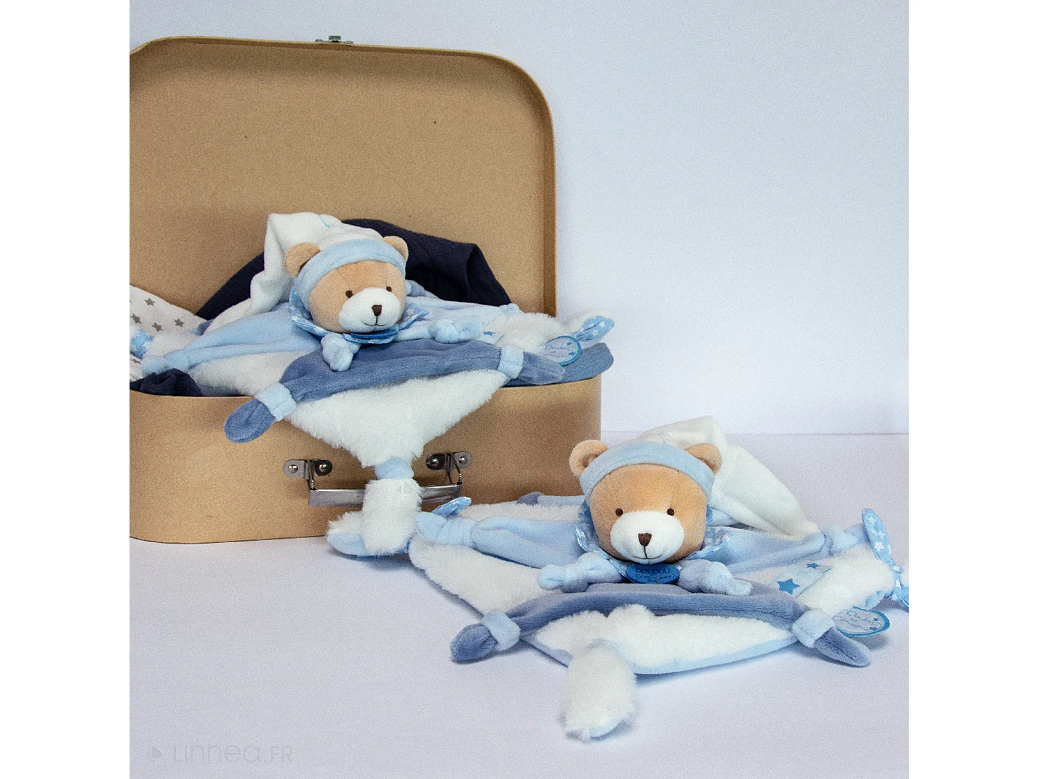 Doudou 27 cm en 100% polyester collection PETIT CHOU ours bleu