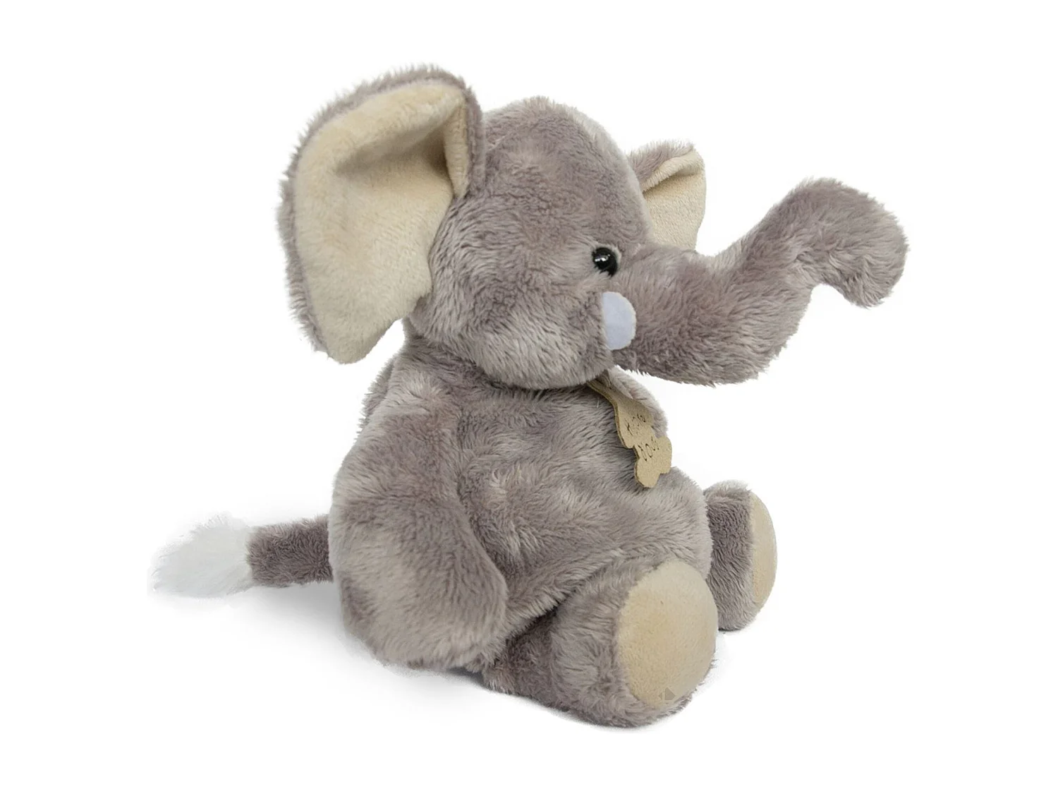 Peluche 23 cm polyester collection TERRE SAUVAGE éléphant gris blanc