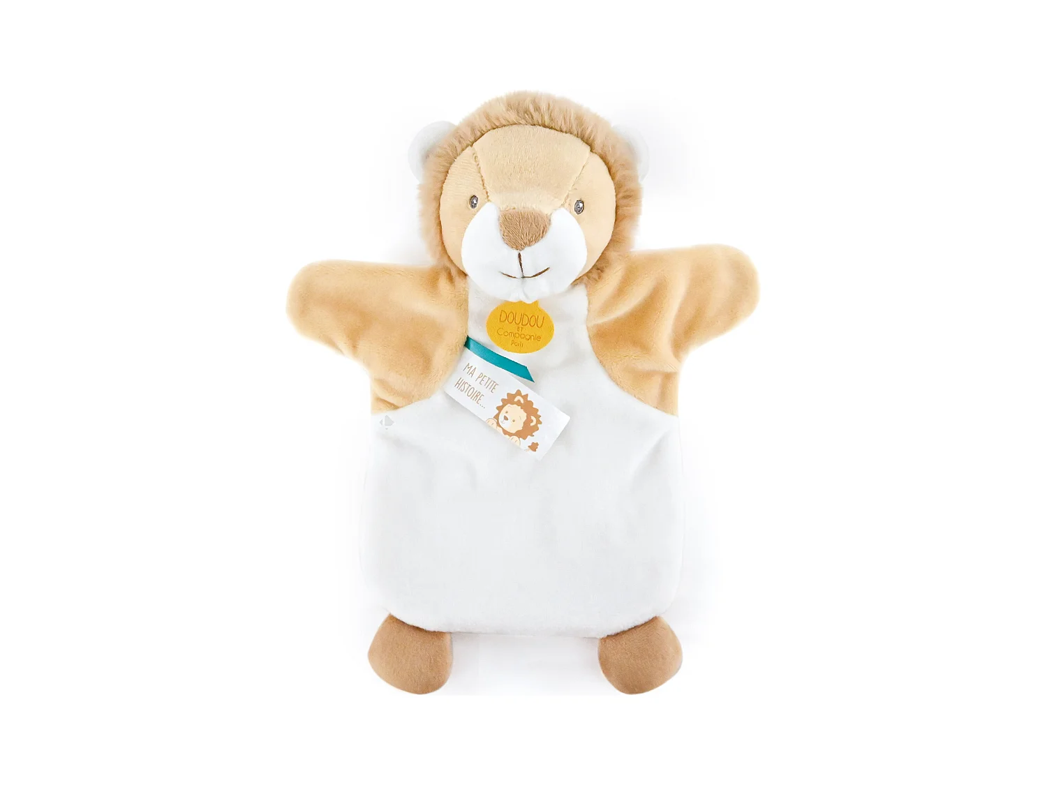 Doudou marionnette 25 cm polyester LES MARIONNETTES lion blanc
