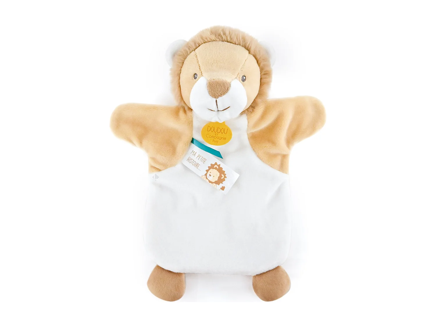 Doudou marionnette 25 cm polyester LES MARIONNETTES lion blanc