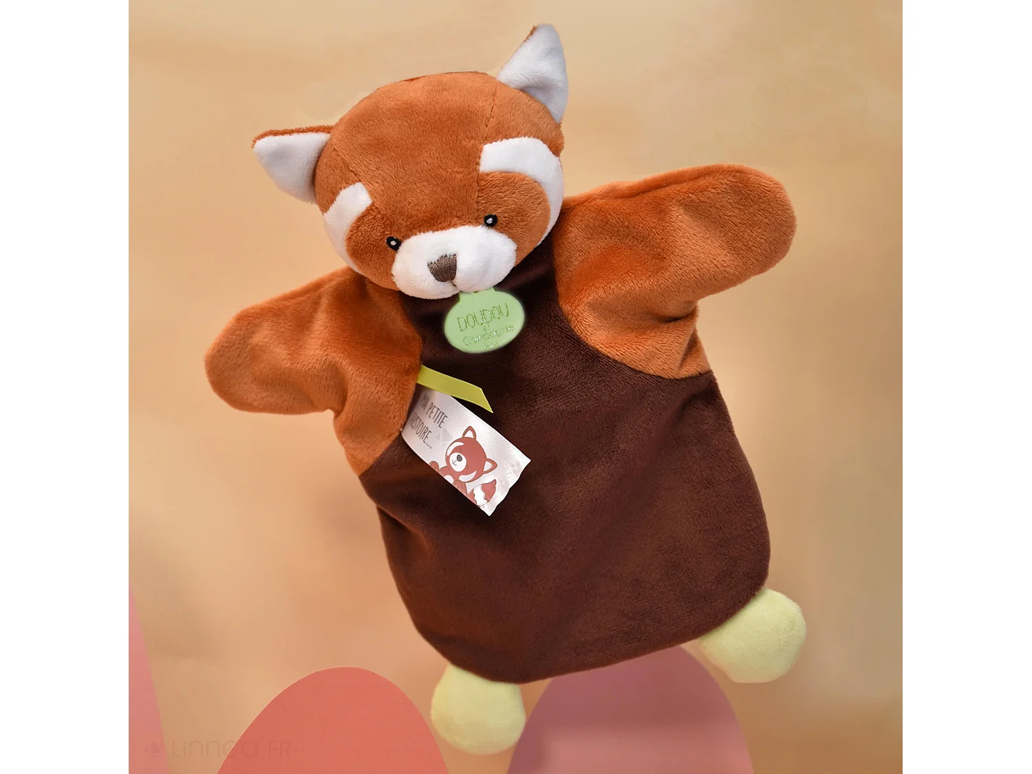 Doudou marionnette 25 cm polyester LES MARIONNETTES panda orange