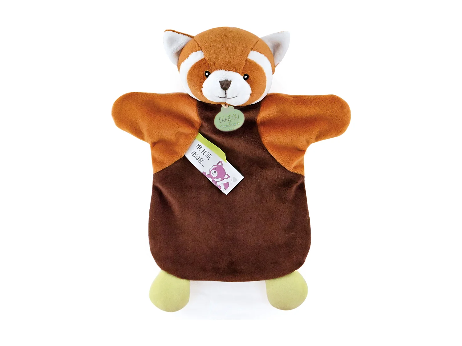 Doudou marionnette 25 cm polyester LES MARIONNETTES panda orange
