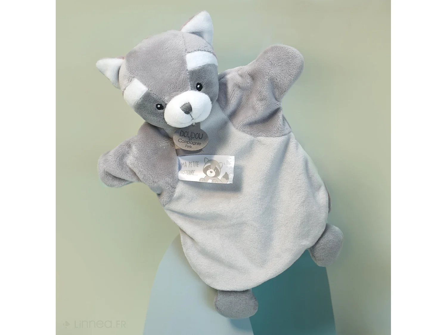 Doudou marionnette 25 cm polyester LES MARIONNETTES raton laveur gris