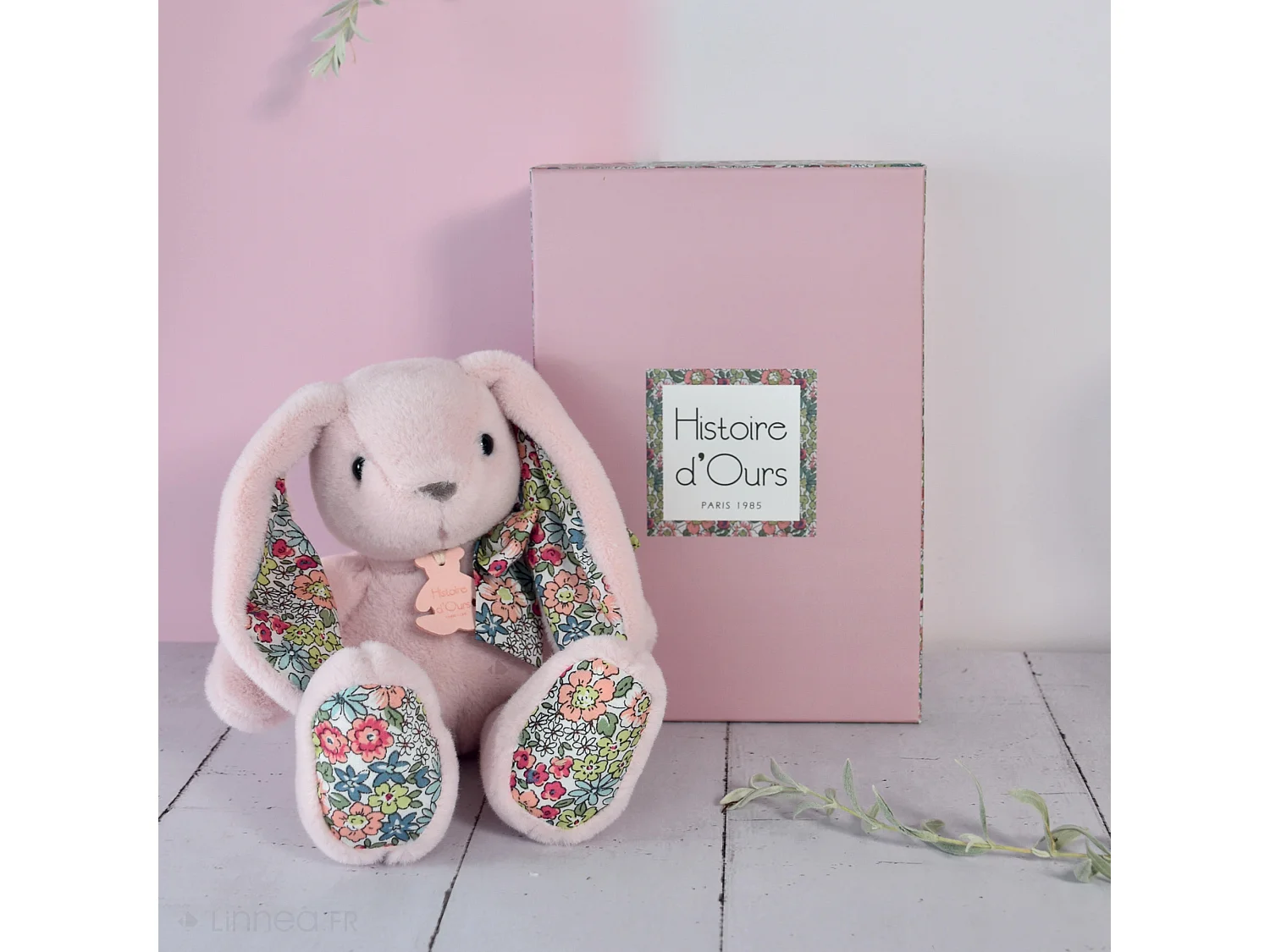 Peluche 25 cm polyester collection COPAINS CALINS lapin rose