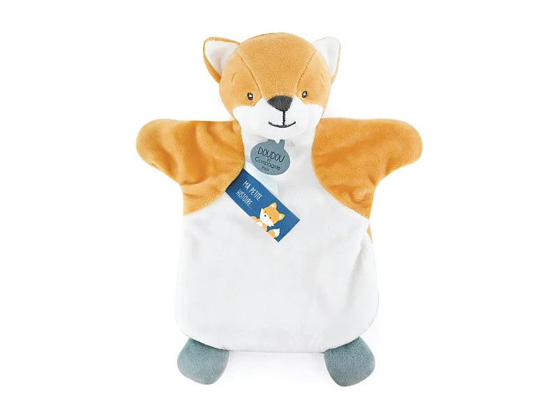 Doudou marionnette 25 cm polyester LES MARIONNETTES renard blanc