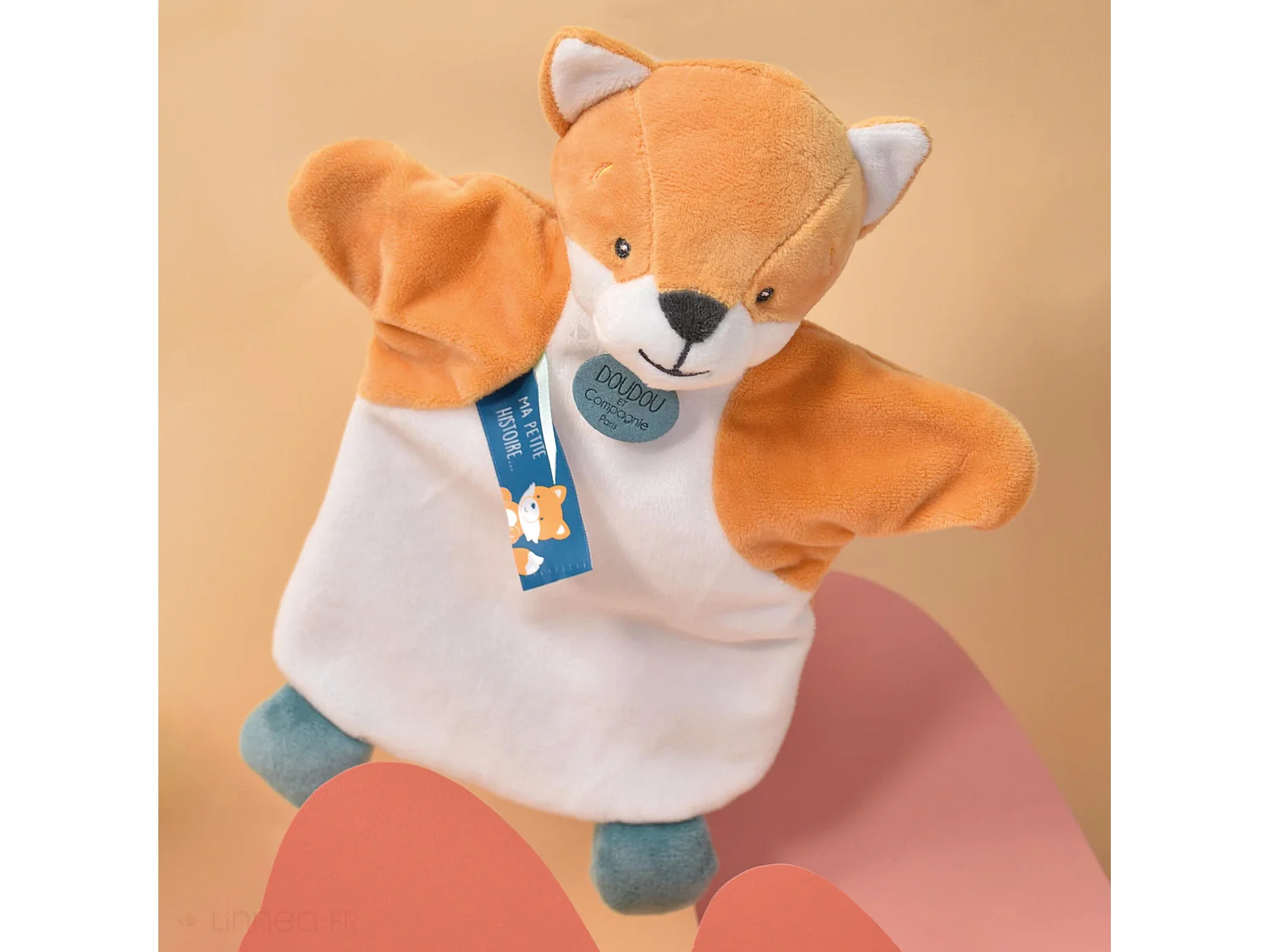 Doudou marionnette 25 cm polyester LES MARIONNETTES renard blanc