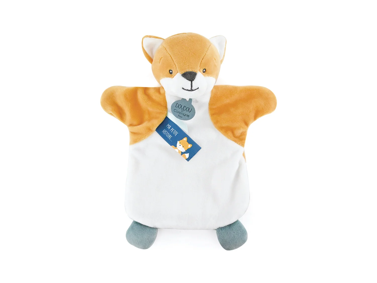 Doudou marionnette 25 cm polyester LES MARIONNETTES renard blanc