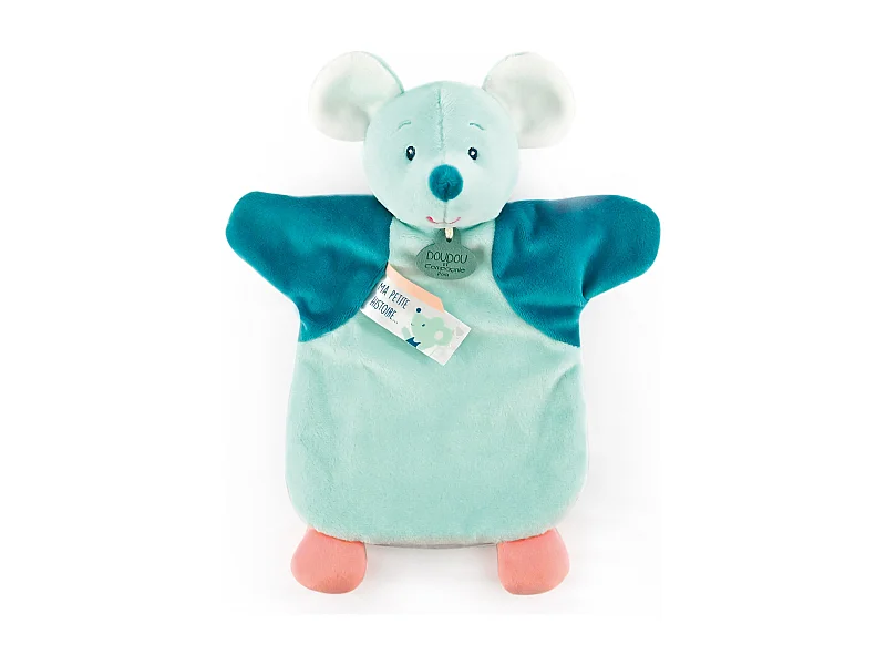 Doudou marionnette 25 cm polyester LES MARIONNETTES souris verte