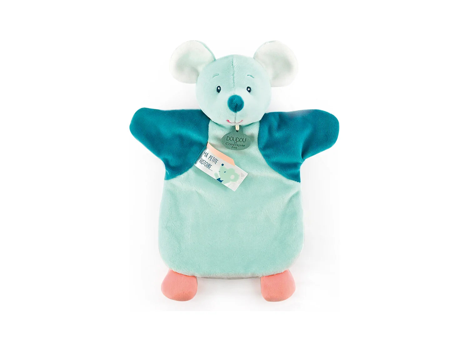 Doudou marionnette 25 cm polyester LES MARIONNETTES souris verte