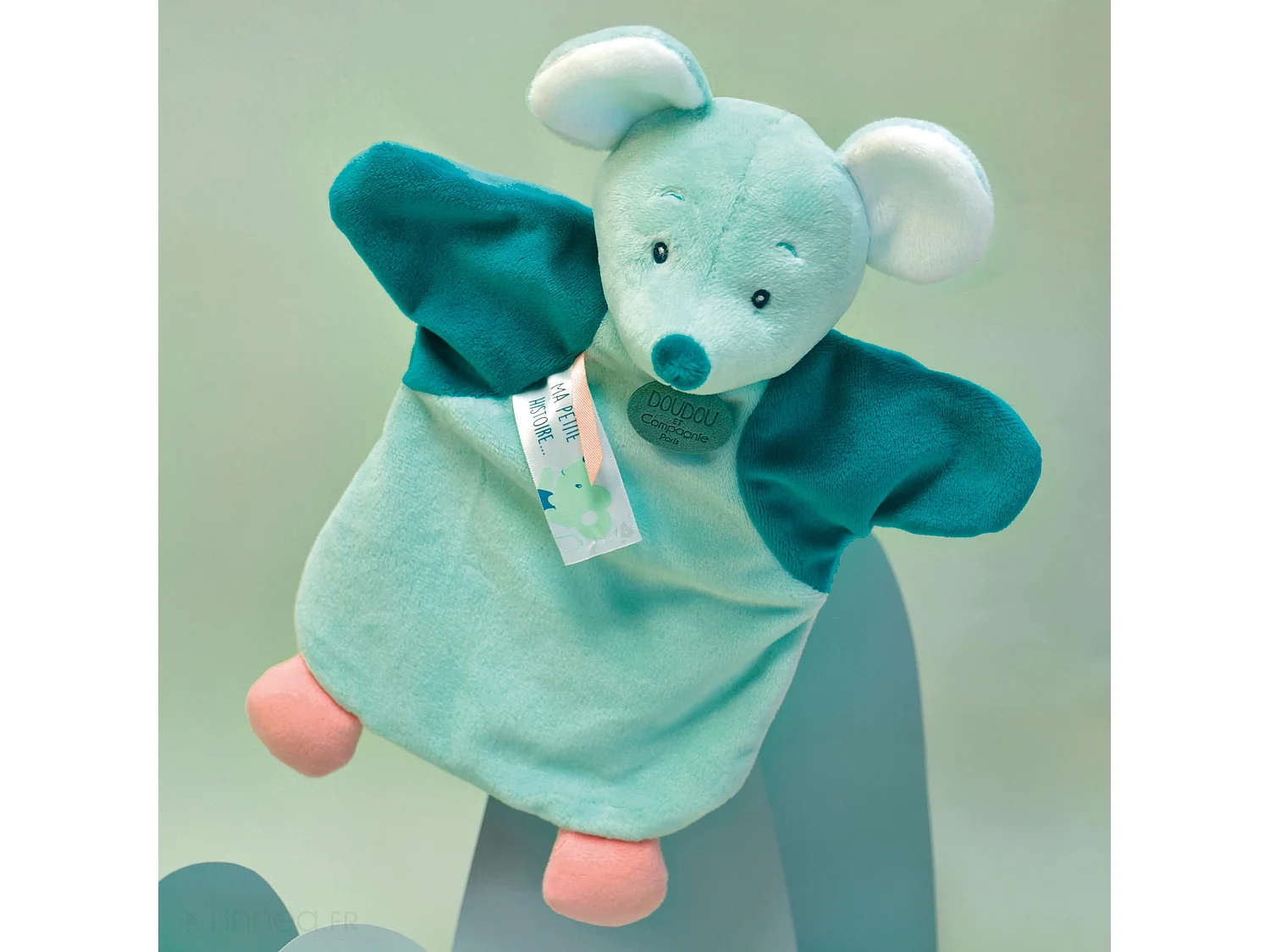 Doudou marionnette 25 cm polyester LES MARIONNETTES souris verte
