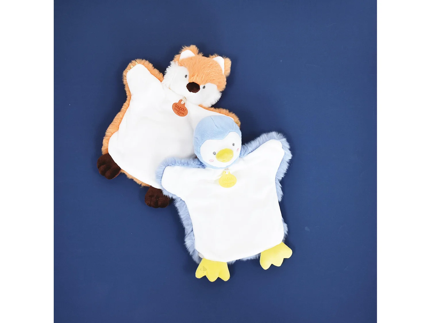 Doudou marionnette 25 cm polyester LES MARIONNETTES renard orange