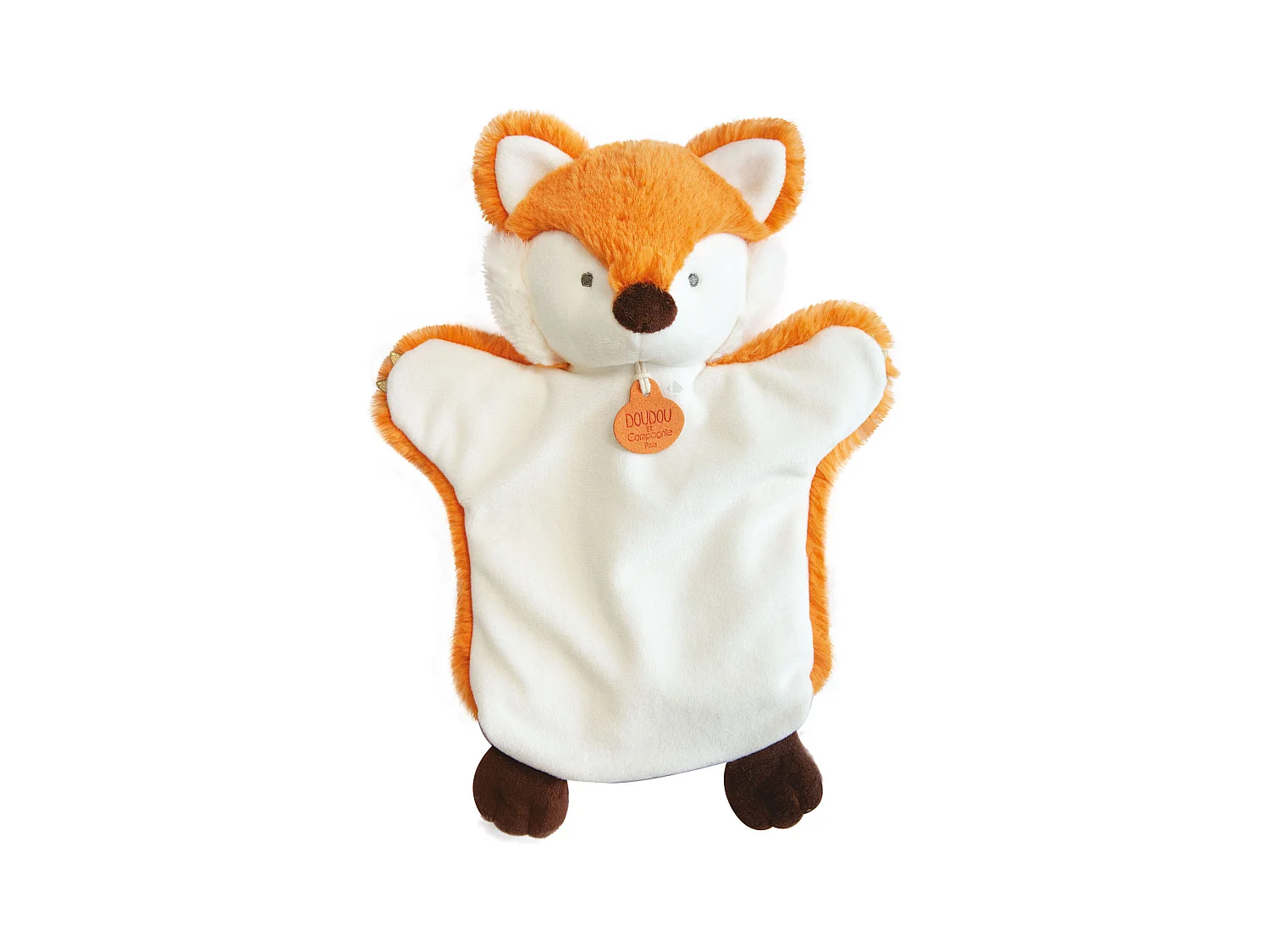 Doudou marionnette 25 cm polyester LES MARIONNETTES renard orange