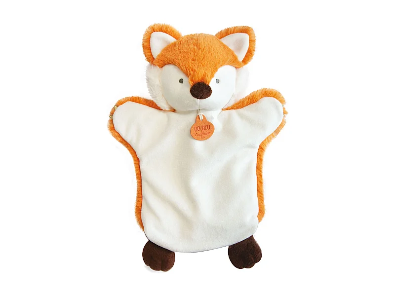Doudou marionnette 25 cm polyester LES MARIONNETTES renard orange