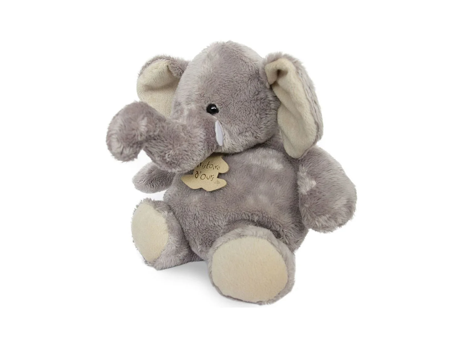 Peluche 14 cm polyester collection TERRE SAUVAGE éléphant gris blanc