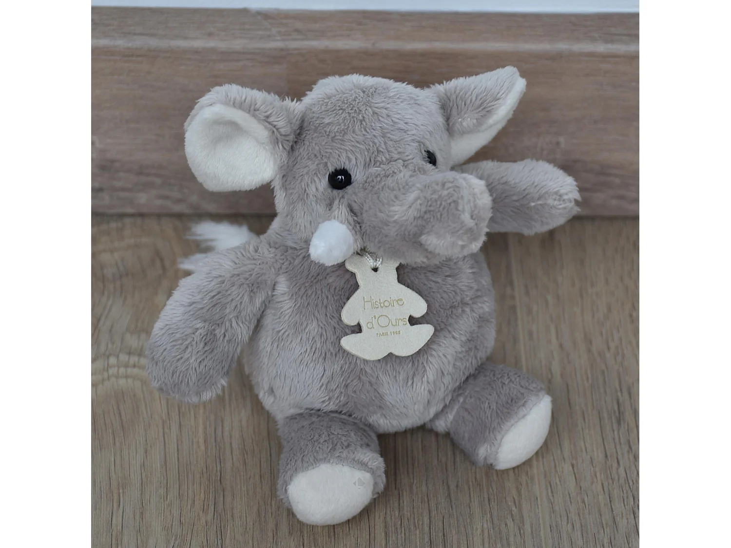 Peluche 14 cm polyester collection TERRE SAUVAGE éléphant gris blanc