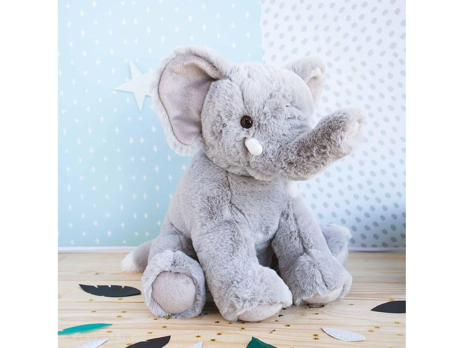 Peluche 25 cm polyester collection DANS LA SAVANE éléphant gris
