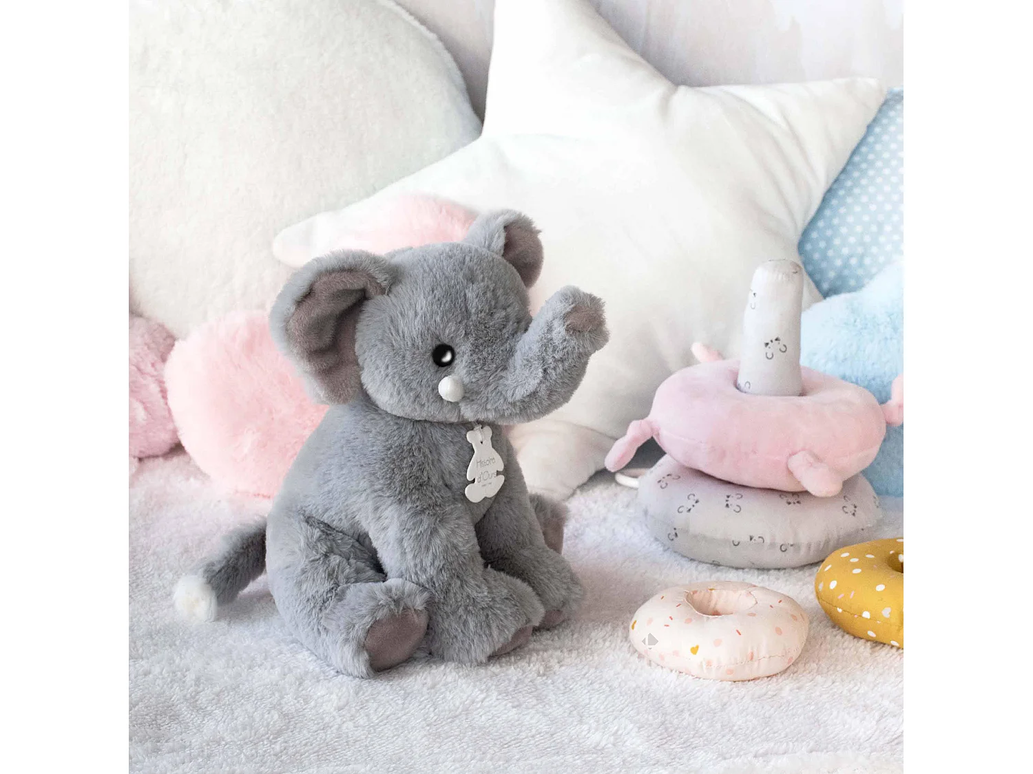 Peluche 25 cm polyester collection DANS LA SAVANE éléphant gris
