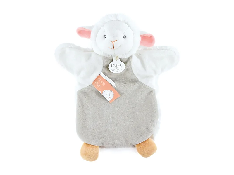 Doudou marionnette 25 cm polyester LES MARIONNETTES agneau gris