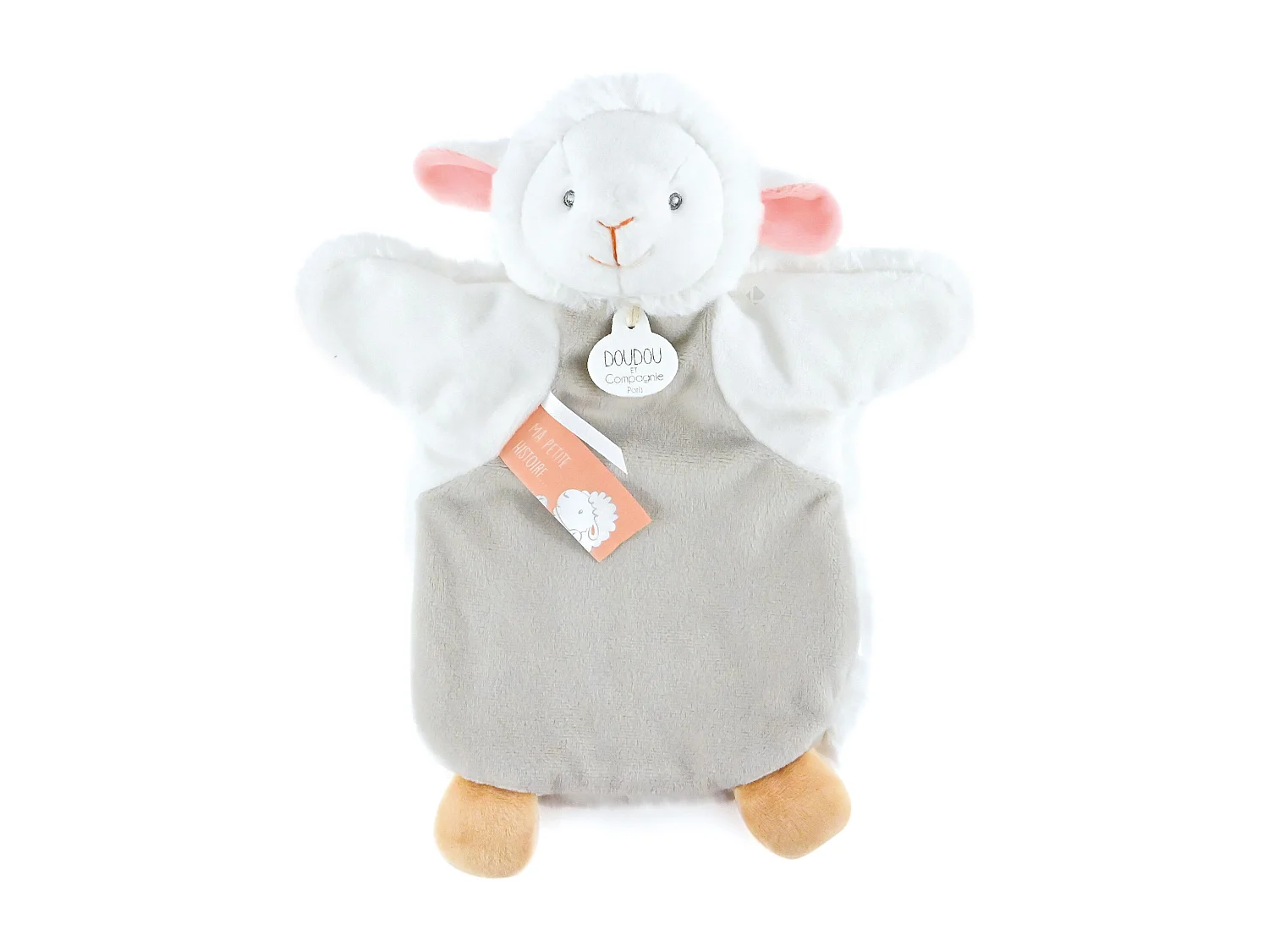 Doudou marionnette 25 cm polyester LES MARIONNETTES agneau gris