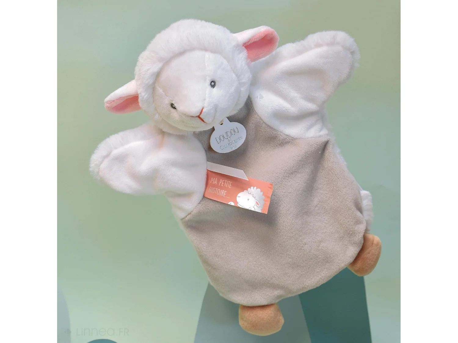 Doudou marionnette 25 cm polyester LES MARIONNETTES agneau gris