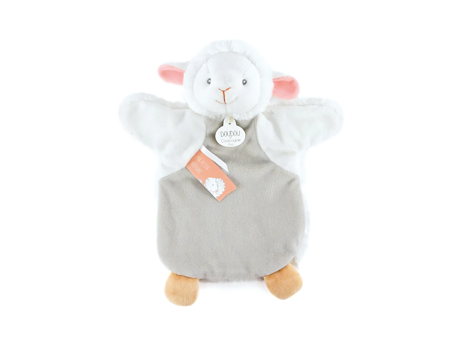 Doudou marionnette 25 cm polyester LES MARIONNETTES agneau gris