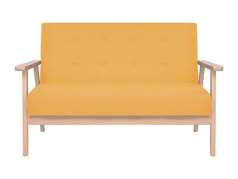 Sofá de 2 lugares para sala de estar interior de casa tecido amarelo 02_0020658