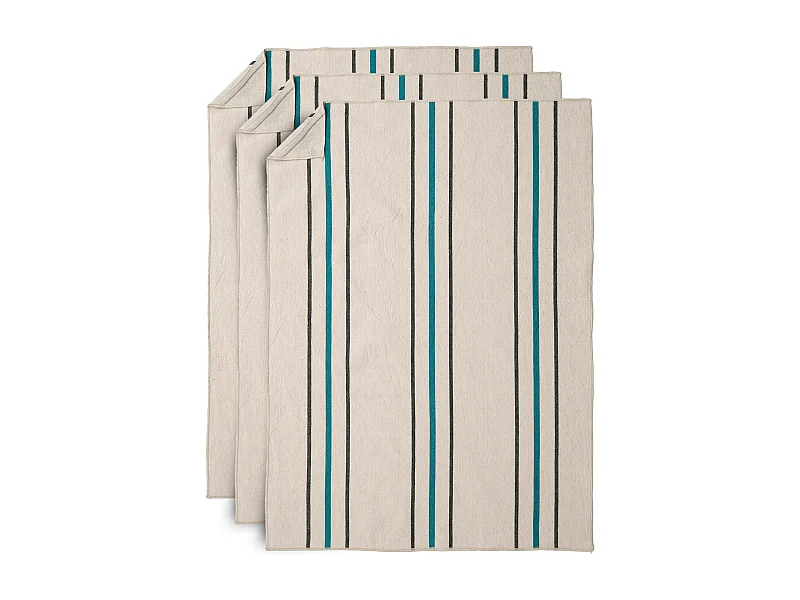 Lot de 3 torchons de cuisine 50x70 cm HOSHI bleu lagon