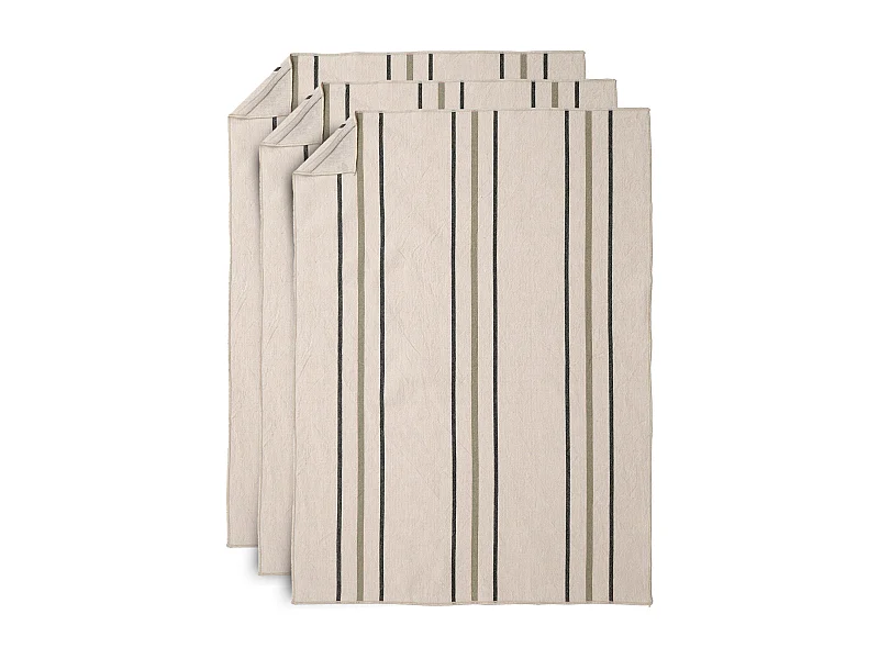 Lot de 3 torchons de cuisine 50x70 cm HOSHI vert mousse