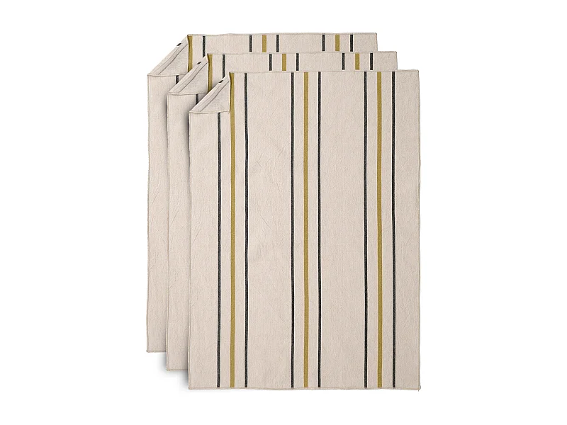 Lot de 3 torchons de cuisine 50x70 cm HOSHI jaune jasmin