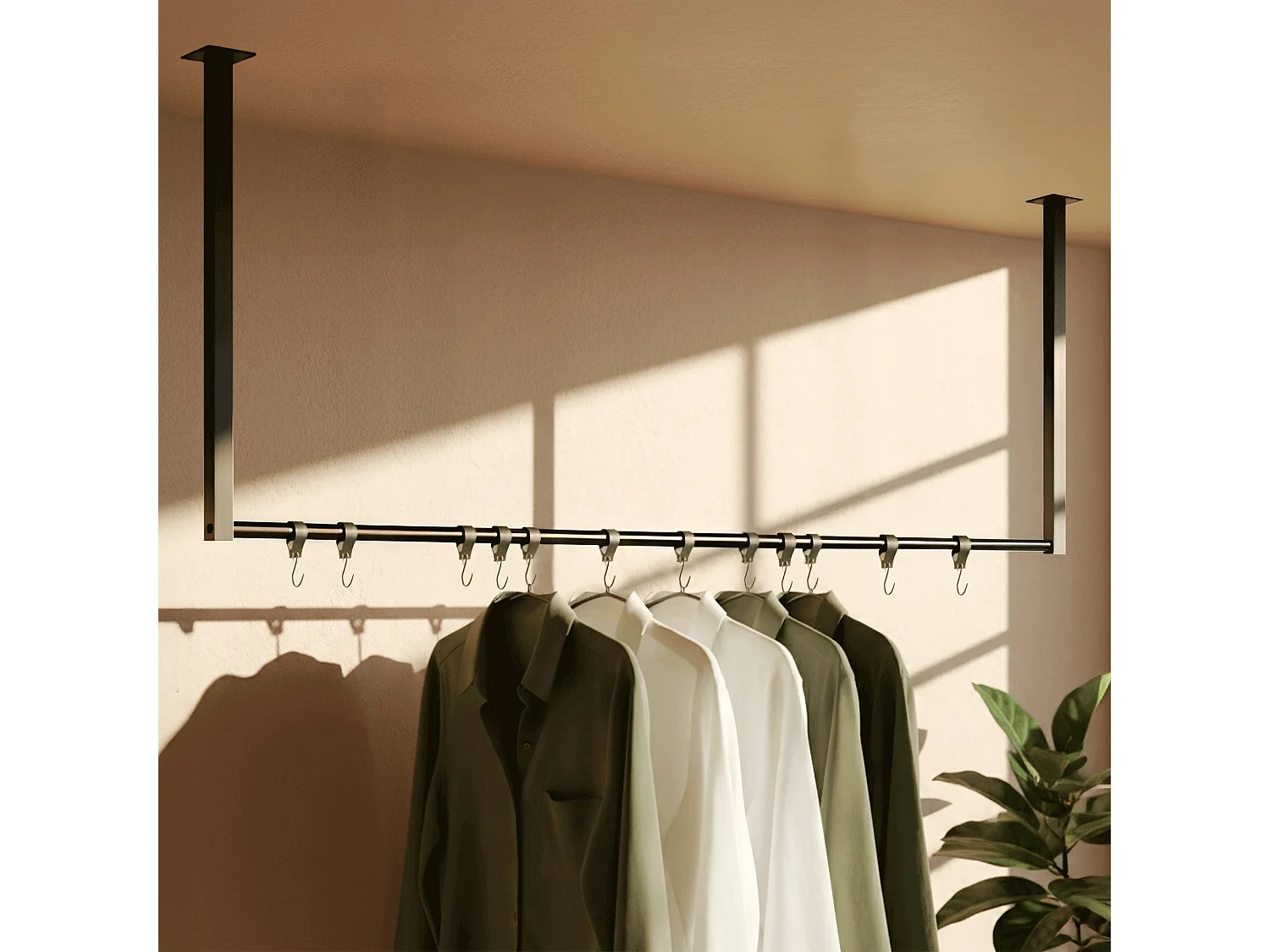 Portant à vêtement - Métal - 120x60 cm - Noir - Fenton