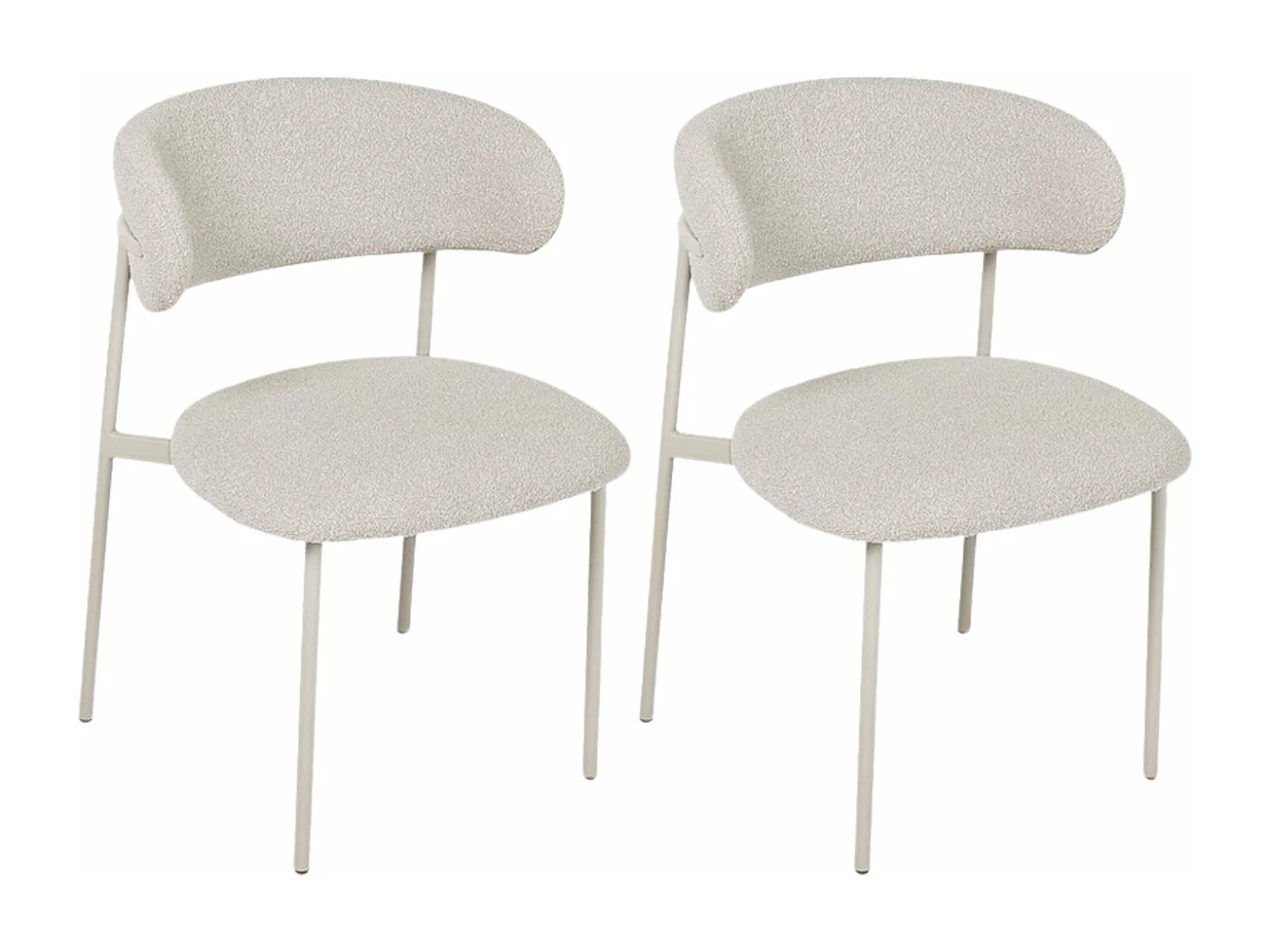Esszimmerstuhl 2er Set Diana - Bouclé-Stoff & Metall - Beige