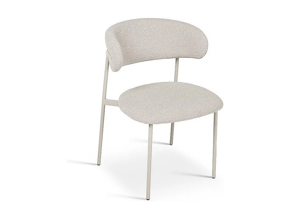 Esszimmerstuhl 2er Set Diana - Bouclé-Stoff & Metall - Beige