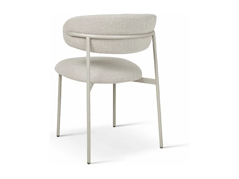 Lot de 2 chaises avec dossier Diana - Tissu bouclé et métal - Beige