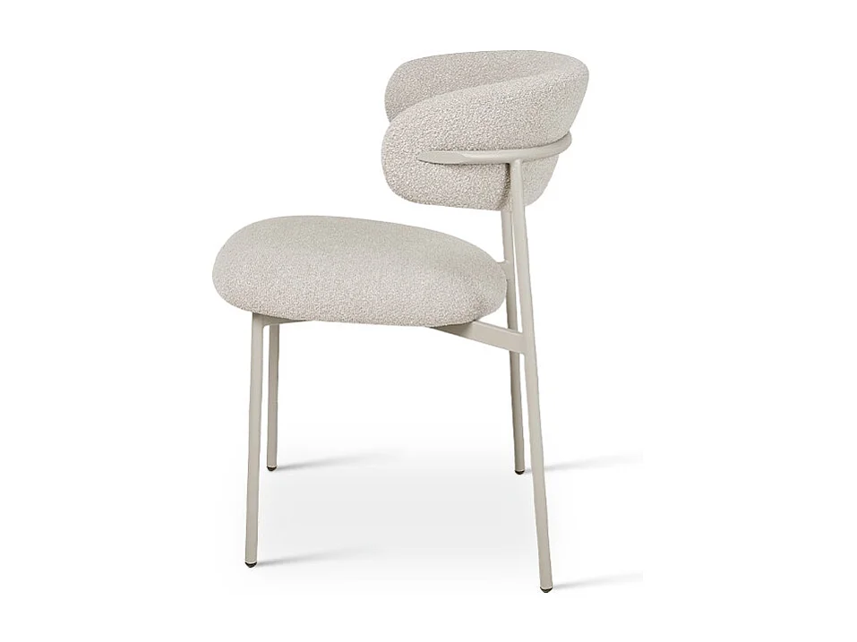 Lot de 2 chaises avec dossier Diana - Tissu bouclé et métal - Beige