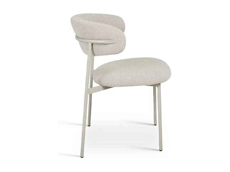 Lot de 2 chaises avec dossier Diana - Tissu bouclé et métal - Beige